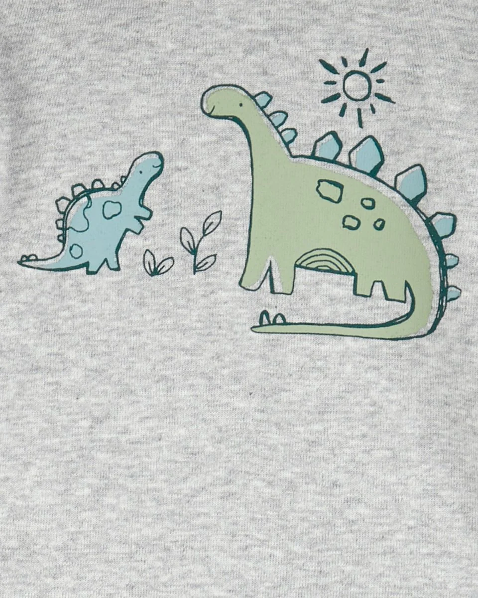 Conjunto dos piezas de algodón, pantalón y body con capucha diseño dinos - Image 2