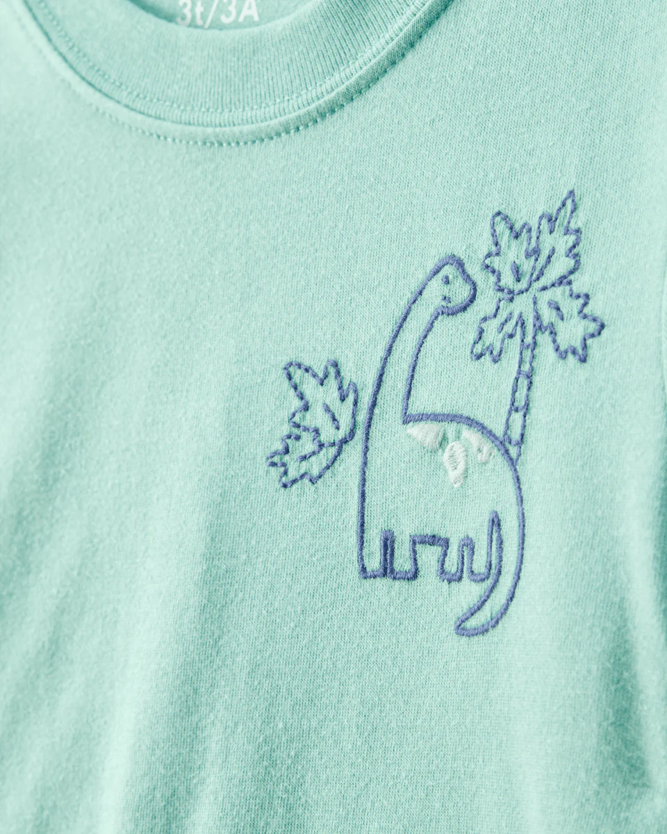 Conjunto de dos piezas de algodón, pantalón corto y camiseta, diseño dino - Image 2