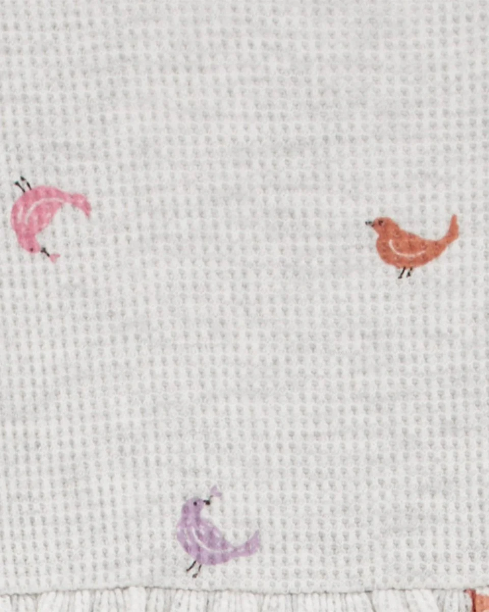 Conjunto dos piezas de algodón térmico, pantalón y body, diseño pájaros - Image 2