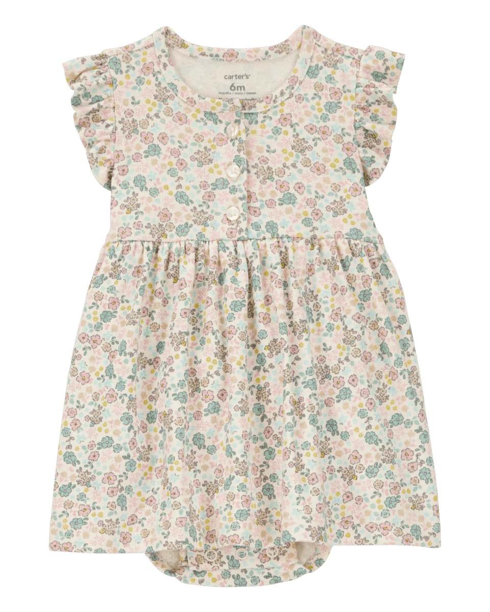 Conjunto de dos piezas de algodón, vestido y saco, diseño floral - Image 2