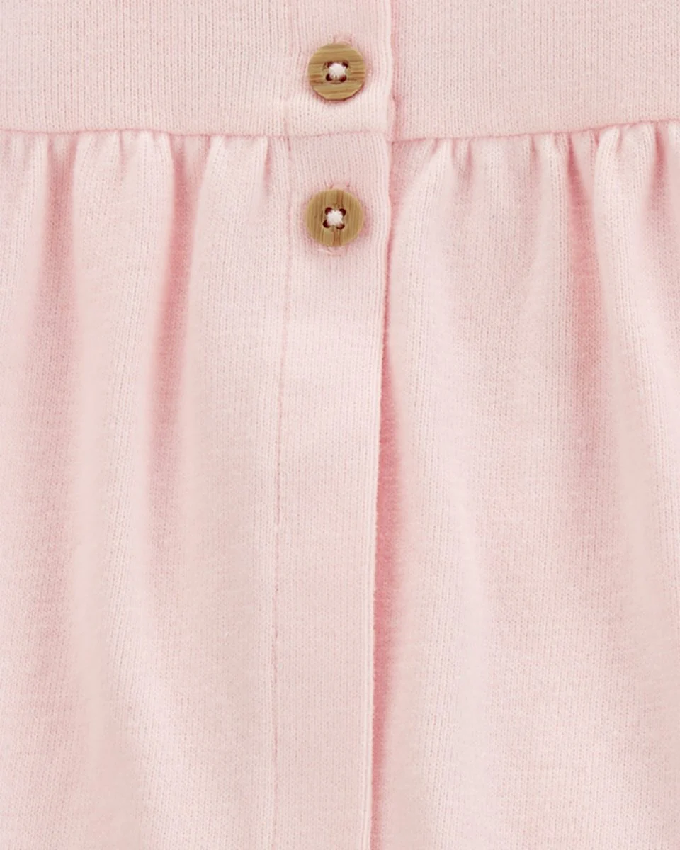 Conjunto tres piezas de algodón, pantalón, cárdigan y body, color rosa - Image 4