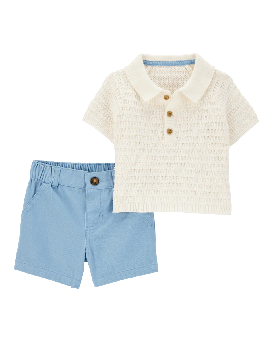 Conjunto de dos piezas con polo y pantalón corto