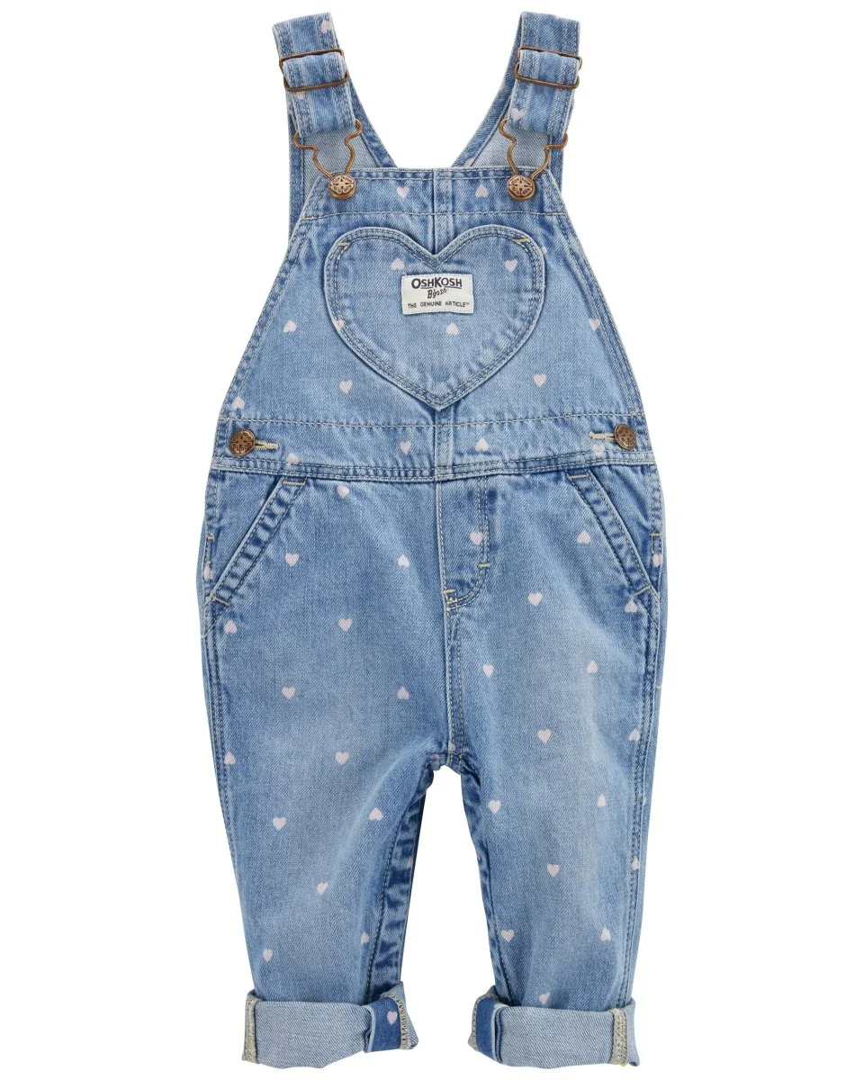 Peto denim knit azul con estampado de corazones